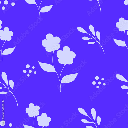 Leaves and flowers summer colorful seamless pattern