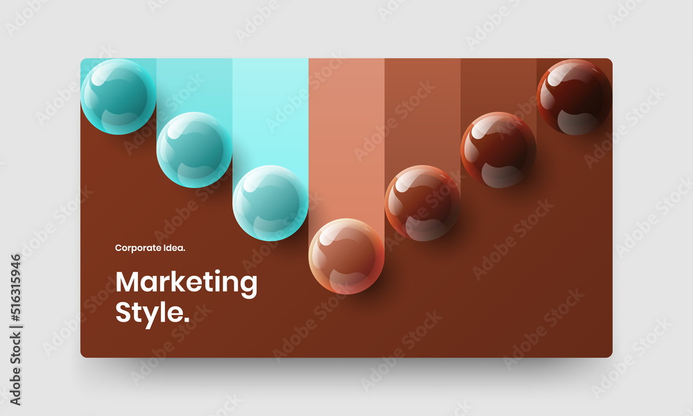 Multicolored horizontal cover design vector template. Clean 3D balls company identity illustration.