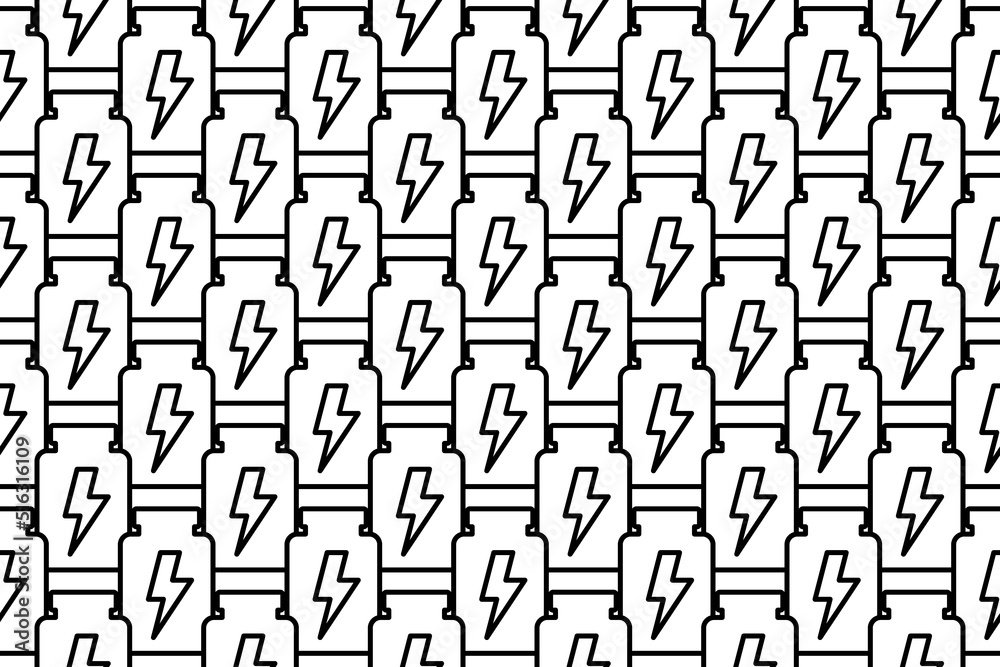 Seamless pattern completely filled with outlines of power jar symbols. Elements are evenly spaced. Vector illustration on white background