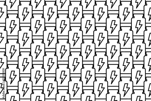 Seamless pattern completely filled with outlines of power jar symbols. Elements are evenly spaced. Vector illustration on white background