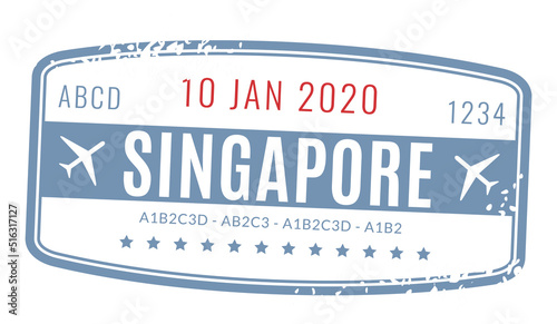 Travel arriving stamp. Tourist passport grunge visa