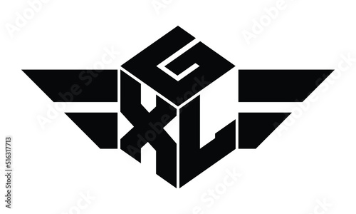 GXL three letter gaming logo in polygon cube shape logo design vector template. wordmark logo | emblem logo | monogram logo | initial letter logo | sports logo | minimalist logo | typography logo | photo