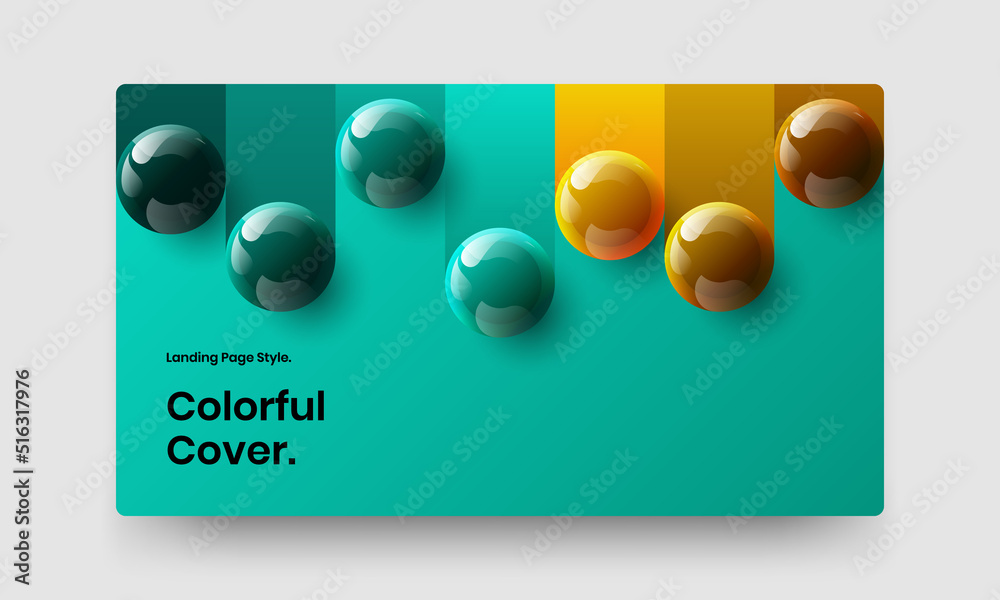 Multicolored website vector design template. Vivid 3D balls corporate brochure layout.