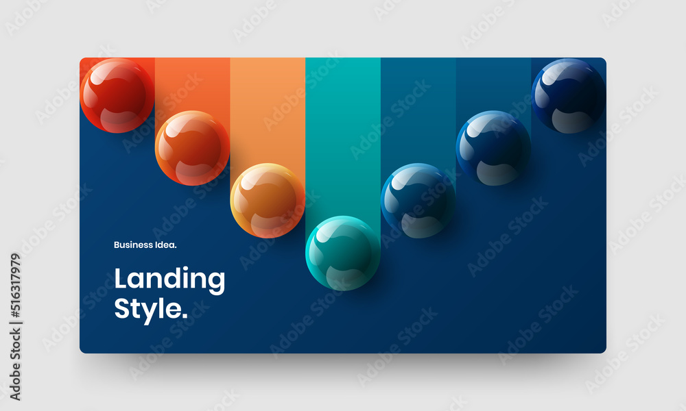 Unique 3D balls corporate identity layout. Trendy website screen vector design concept.