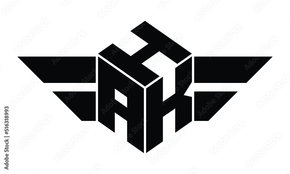 HAK three letter gaming logo in polygon cube shape logo design vector template. wordmark logo | emblem logo | monogram logo | initial letter logo | sports logo | minimalist logo | typography logo | - obrazy, fototapety, plakaty 