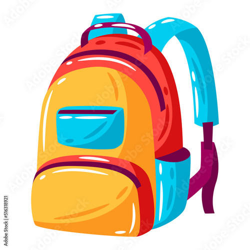 Illustration of backpack. School item. Education image for design.