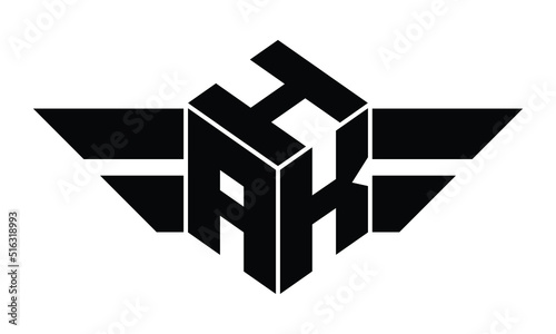 HAK three letter gaming logo in polygon cube shape logo design vector template. wordmark logo | emblem logo | monogram logo | initial letter logo | sports logo | minimalist logo | typography logo | © Fahim