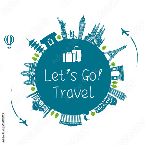 Let's go travel (vacation , travel motif ) vector illustration