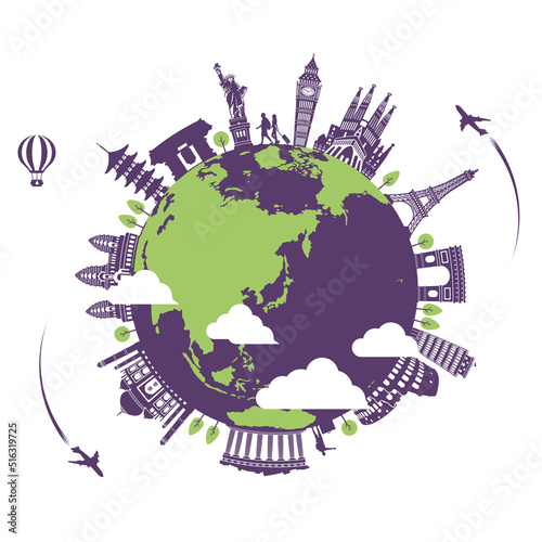 Let's go travel (vacation , travel motif ) vector illustration