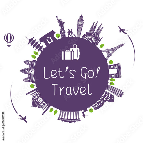 Let's go travel (vacation , travel motif ) vector illustration