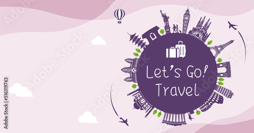 Let's go travel vector banner illustration
