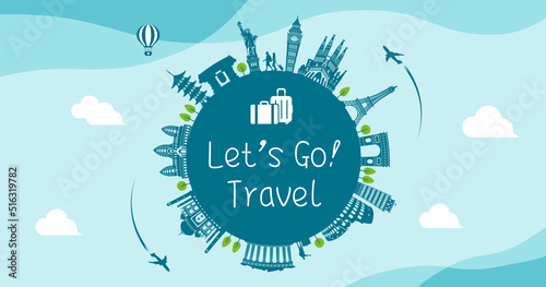 Let's go travel vector banner illustration