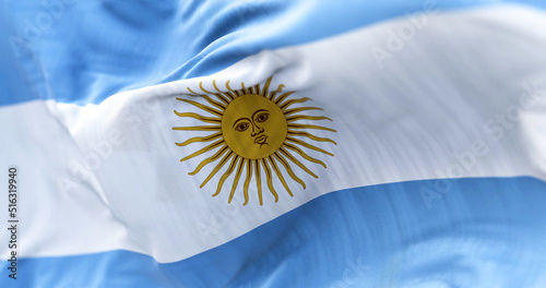 Fotografie Close-up view of the national flag of the Argentine Republic