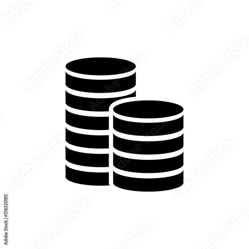 Stack of Coins or Casino Chips for Games. Flat Vector Icon illustration. Simple black symbol on white background. Stack of Coins or Casino Chips sign design template for web and mobile UI element.