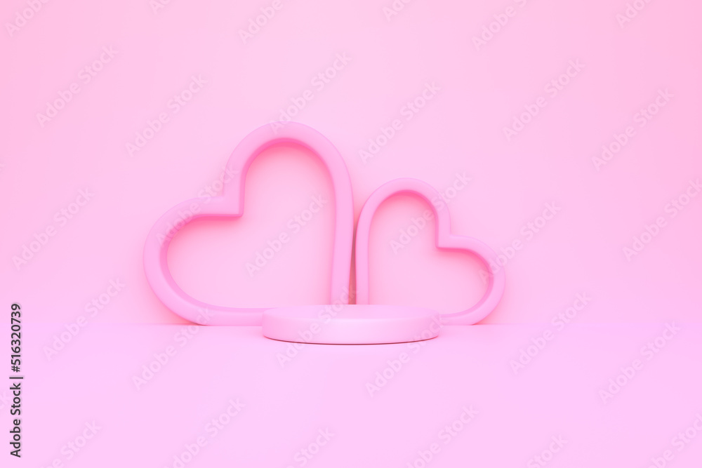 Podium on a pink background. Love concept. Abstract geometric minimalism. 3d render illustration Podium on a pink background. Love concept. Abstract geometric minimalism. 3d render illustration