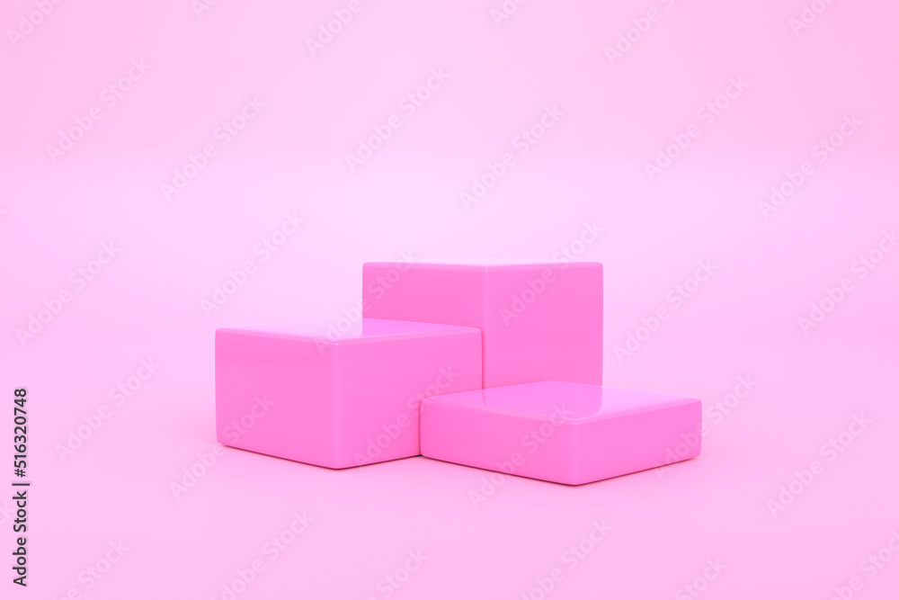 Podium on a pink background. Abstract geometric minimalism. 3d render illustration Podium on a pink background. Abstract geometric minimalism. 3d render illustration