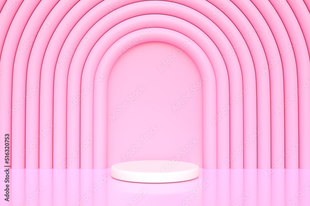 Naklejka premium Podium on a pink background. Abstract geometric minimalism. 3d render illustration