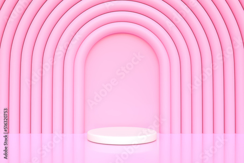 Fototapeta Naklejka Na Ścianę i Meble -  Podium on a pink background. Abstract geometric minimalism. 3d render illustration