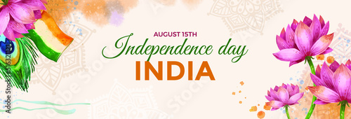 Fototapeta india independence day horizontal banner vector flat design