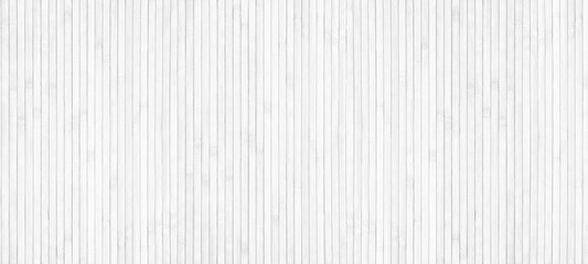 White wooden surface widescreen texture. Natural bamboo light backdrop. Whitewashed wood slat large background