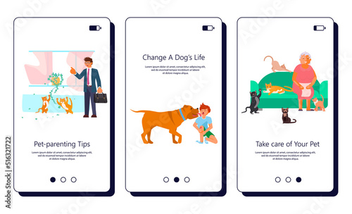 Different situation of owners with their domestic animals