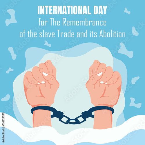 illustration vector graphic of a pair of hands shackled in prison chains, perfect for international day, celebrate, greeting card, etc.