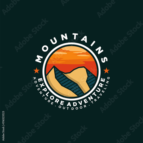 Mountain adventure logo design vector template
