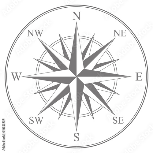 vector icon of compass rose isolated on white background