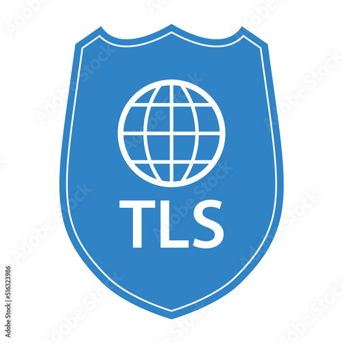 TLS - blue colored shield icon on white background	
 photo