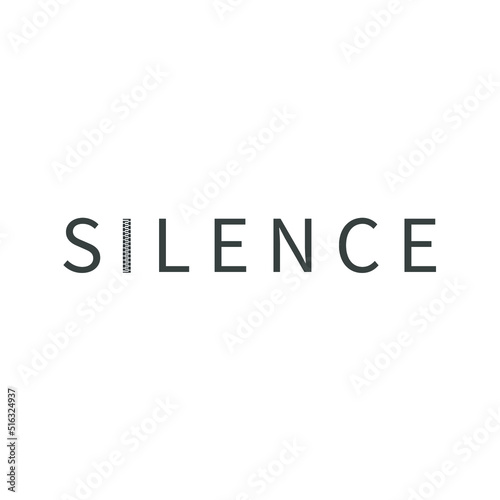 Silence quote with zipped pull. Concept of shut up, keeping quiet. Ban cancel culture. Secret information. Concept of censorship and freedom of speech.