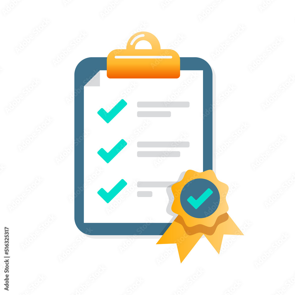 Checklist Certified and Completed Flat Design Vector Icon Checklist Certified and Completed Flat Design Vector Icon