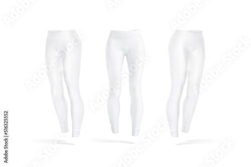 Blank white women sport leggings mockup  front and side view