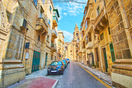 Billede på lærred The old streets of Floriana, Malta
