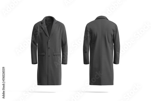 Картината върху платно Blank black wool coat mockup, front and back view