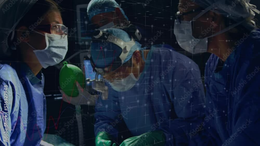 Animation of digital interface over surgeons in operating theatre Animation of digital interface over surgeons in operating theatre