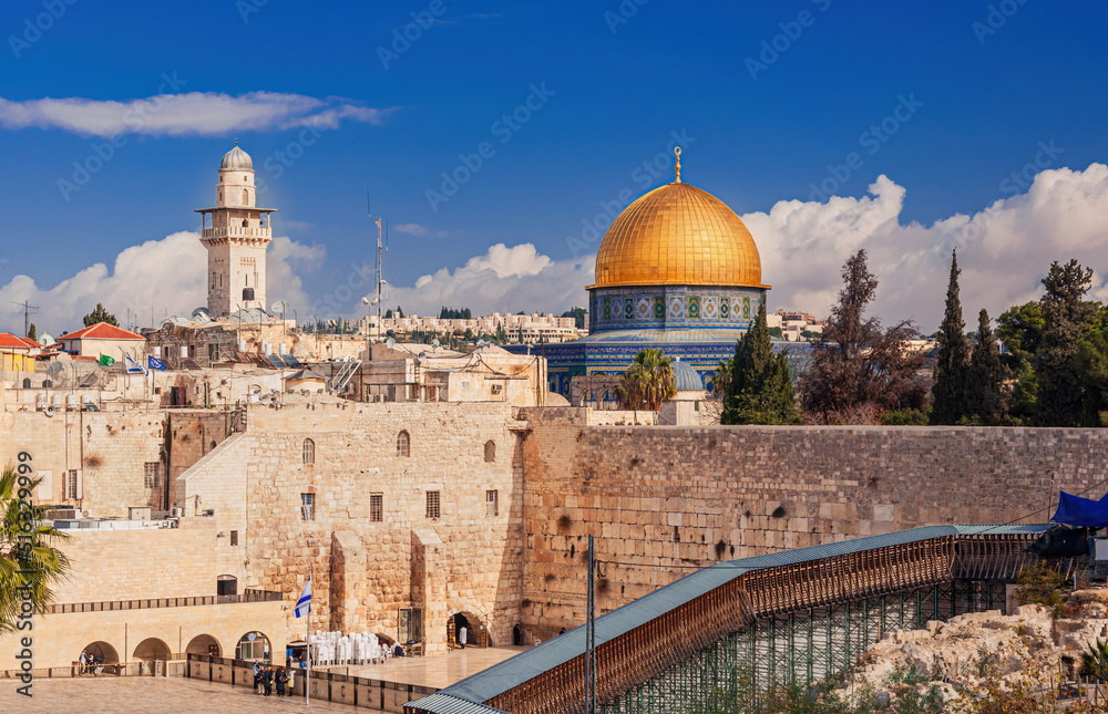 The Temple Mount - Western Wall and the Golden Dome of the Rock in Jerusalem, Israel