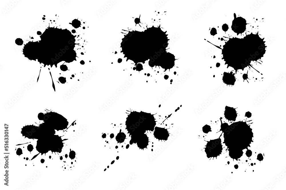 Abstract black watercolor ink blobs - 8