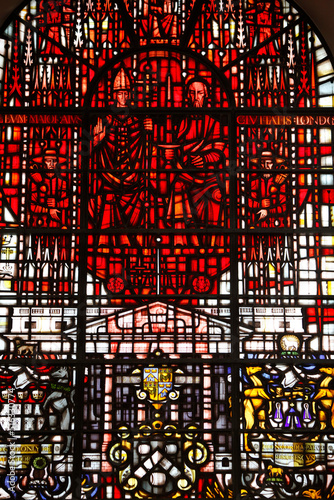 St Mary le Bow church, City of London. Stained glass designed by John Hayward photo