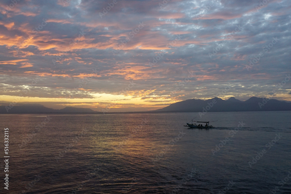 Amazing Sunrise at the beach in Banyuwangi, East Java, Indonesia.