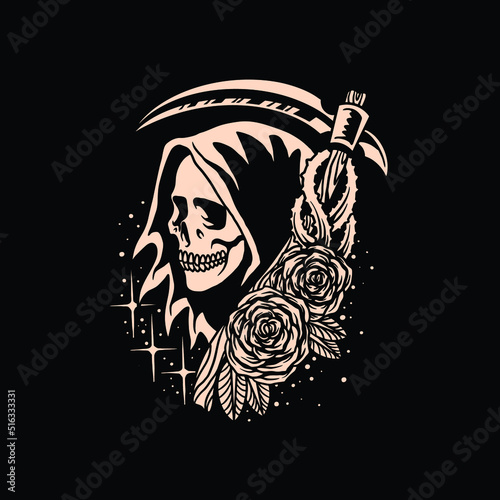 rose grim tattoo vector design
