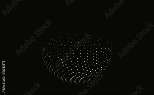 Dotted graphic hollow sphere in ivory black shadows