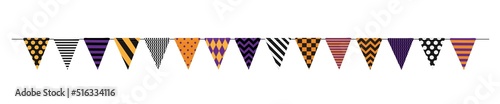 Different color Halloween decoration flags seamless garland isolated on a white background