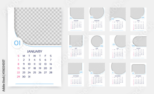 Calendar 2023 year. Vector illustration. Wall calender with 12 month. photo