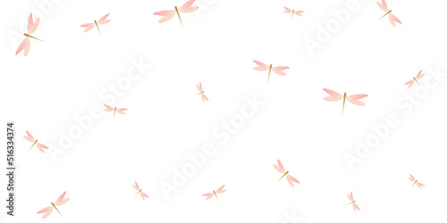 Exotic rosy pink dragonfly cartoon vector illustration. Spring funny insects. Fancy dragonfly cartoon baby background. Tender wings damselflies graphic design. Tropical creatures © SunwArt