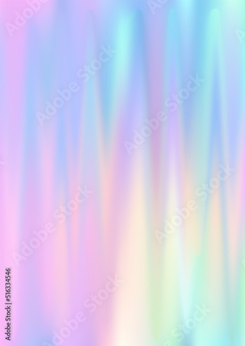 Hologram gradient background. Iridescent holo texture. Pearlescent unicorn vector backdrop.
