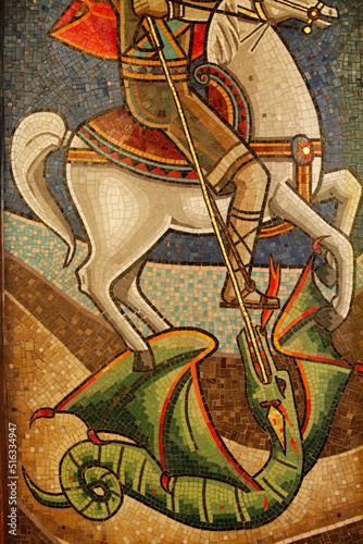 Coptic icon : dragon slain by Saint George