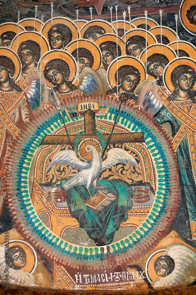 Fresco in Koutloumoussiou monastery on Mount Athos :.Lamb of the Apocalypse