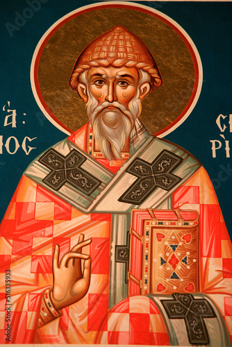 Greek orthodox icon depicting Saint Spiridon photo