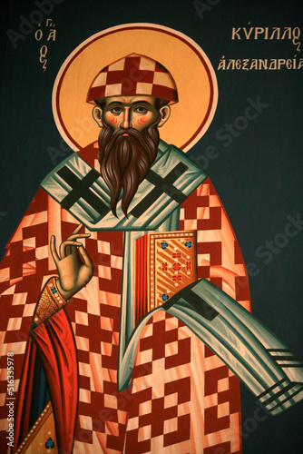 Greek orthodox icon depicting Saint Cyrile of Alexandria