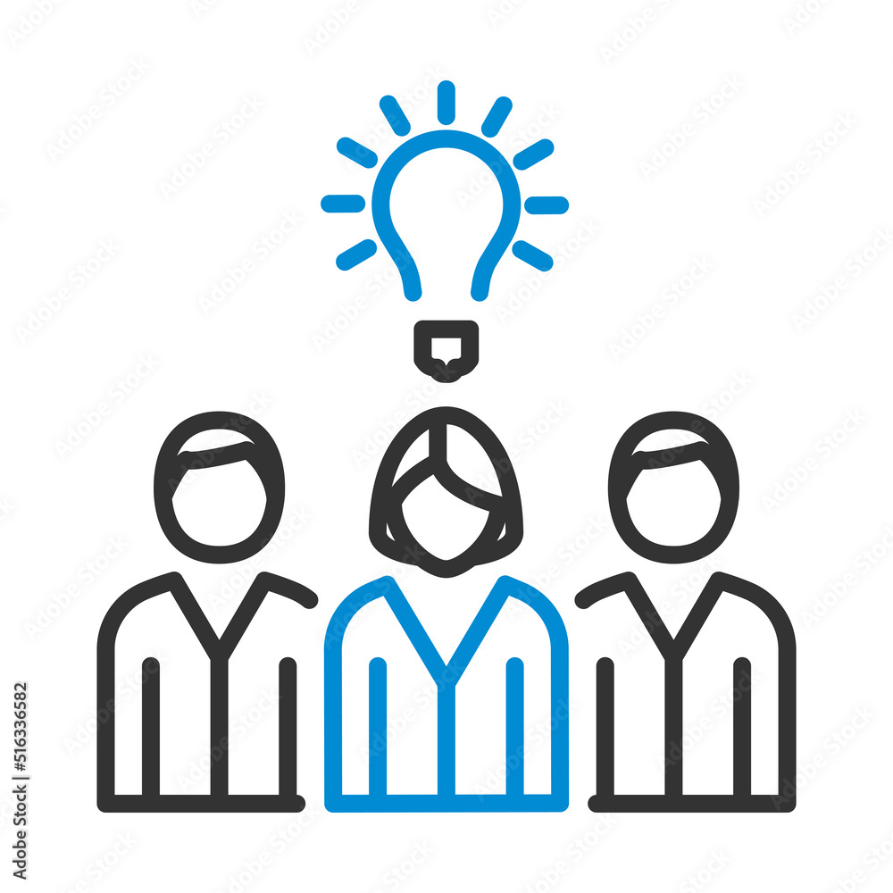 Corporate Team Finding New Idea With Woman Leader Icon Corporate Team Finding New Idea With Woman Leader Icon